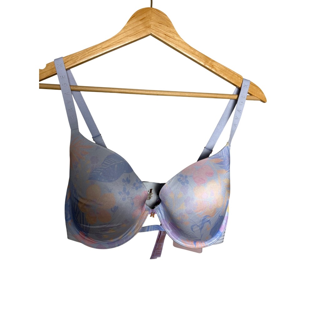 Savage X Fenty Floral T-Shirt Bra Periwinkle Blue 34DDD NWT